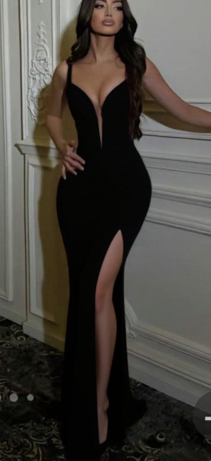 Black Sleeveless Mermaid Evening Dress With Crystal