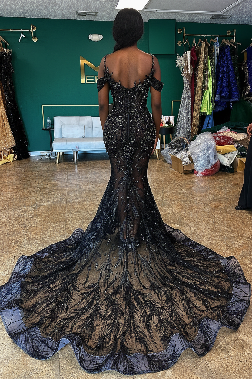 Black Elegance Prom Dress - Back View