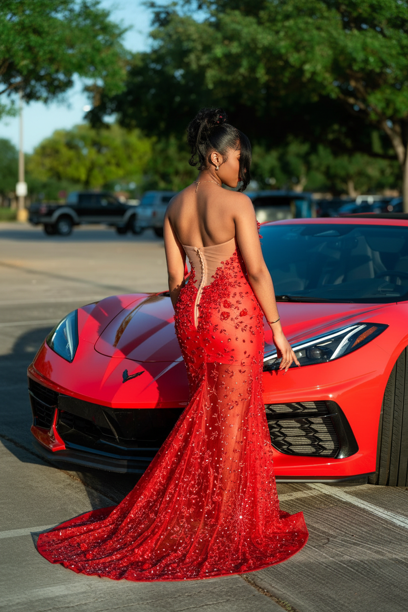Red Hot Prom Dress - Back View