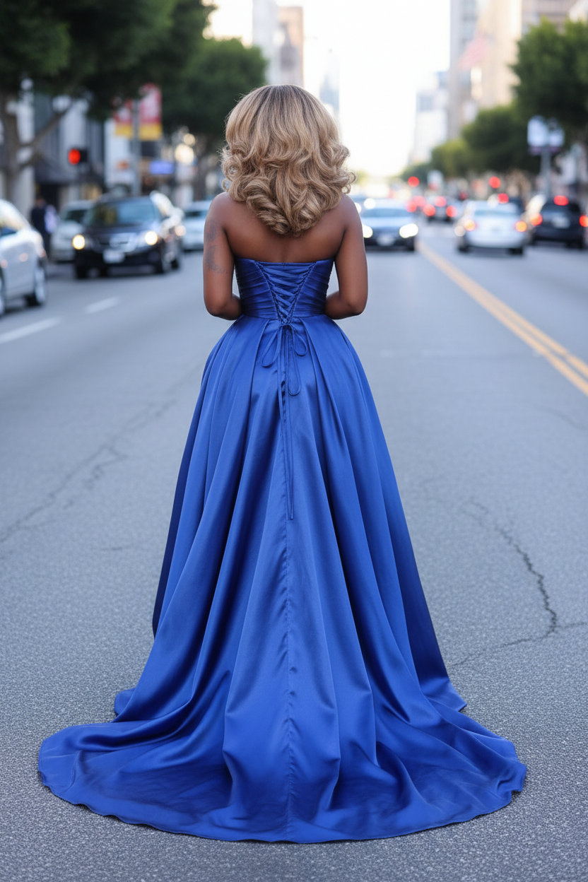 Royal Blue Luxe Gown - Back View