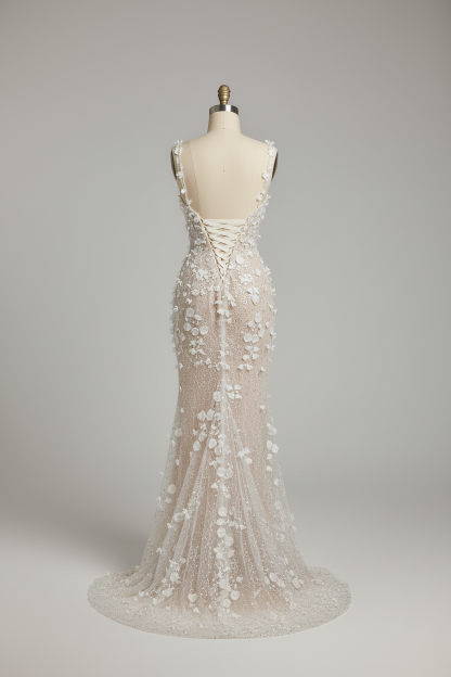 Champagne wedding dress - corset back view