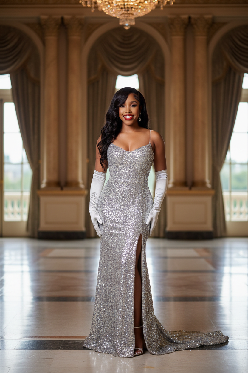 Silver - All-Over Sequin Mermaid Gown
