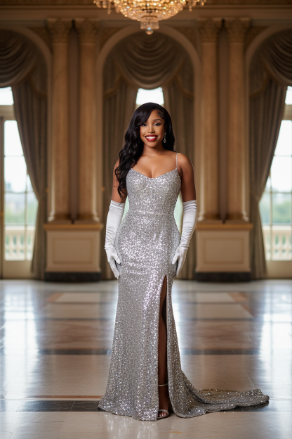 Silver - All-Over Sequin Mermaid Gown