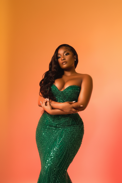 Emerald Green - Hand-Beaded Mermaid Gown