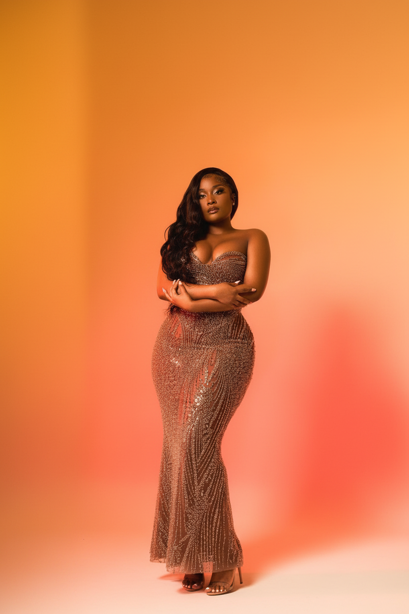 Champagne - Hand-Beaded Mermaid Gown