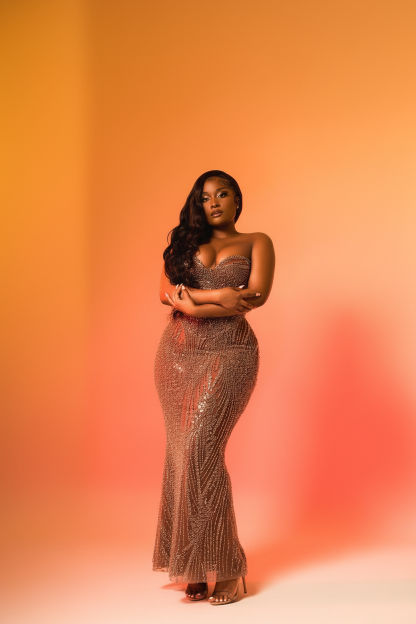 Champagne - Hand-Beaded Mermaid Gown