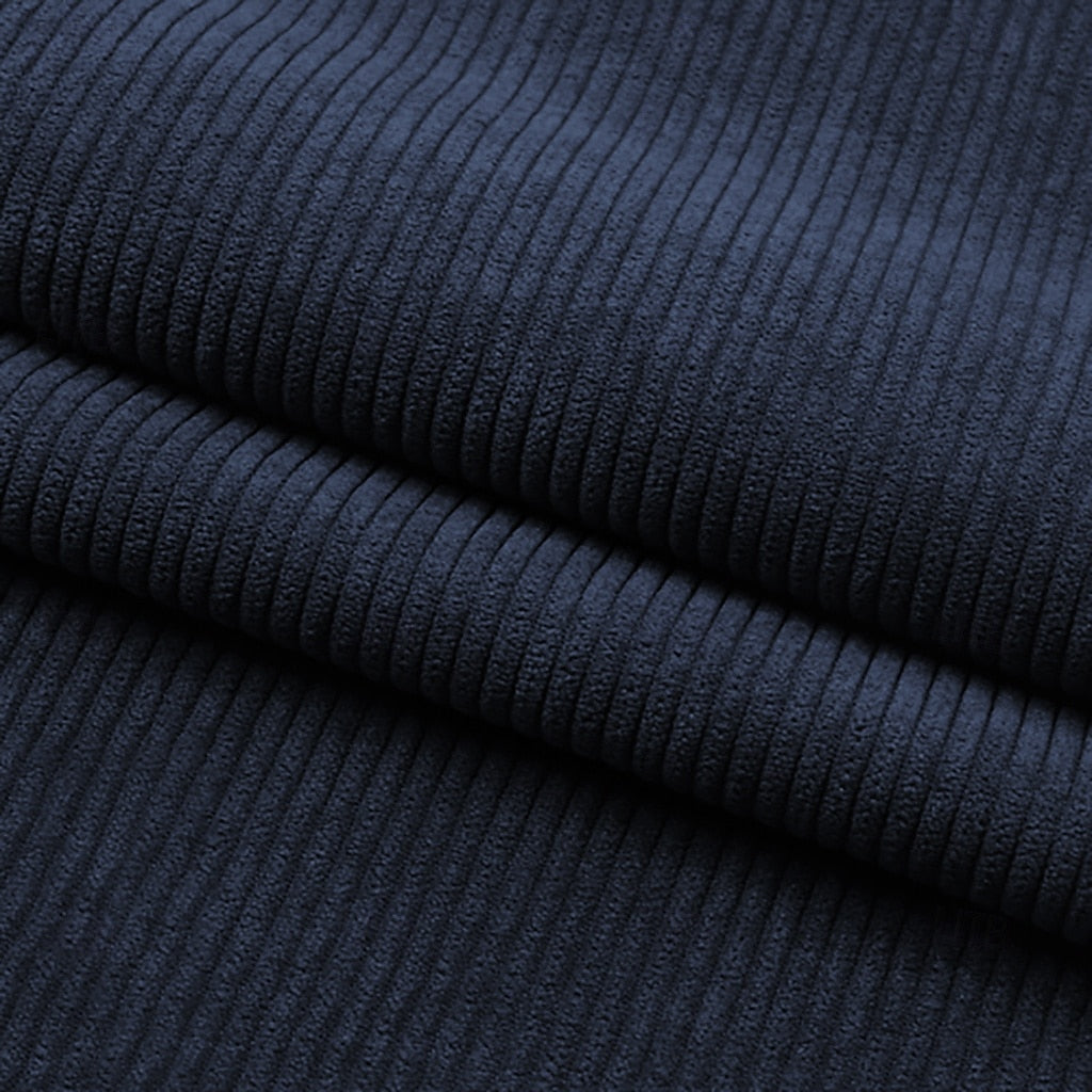 Men's Solid Navy Blue Corduroy Party Jacket With Two Buttons-BMbridal