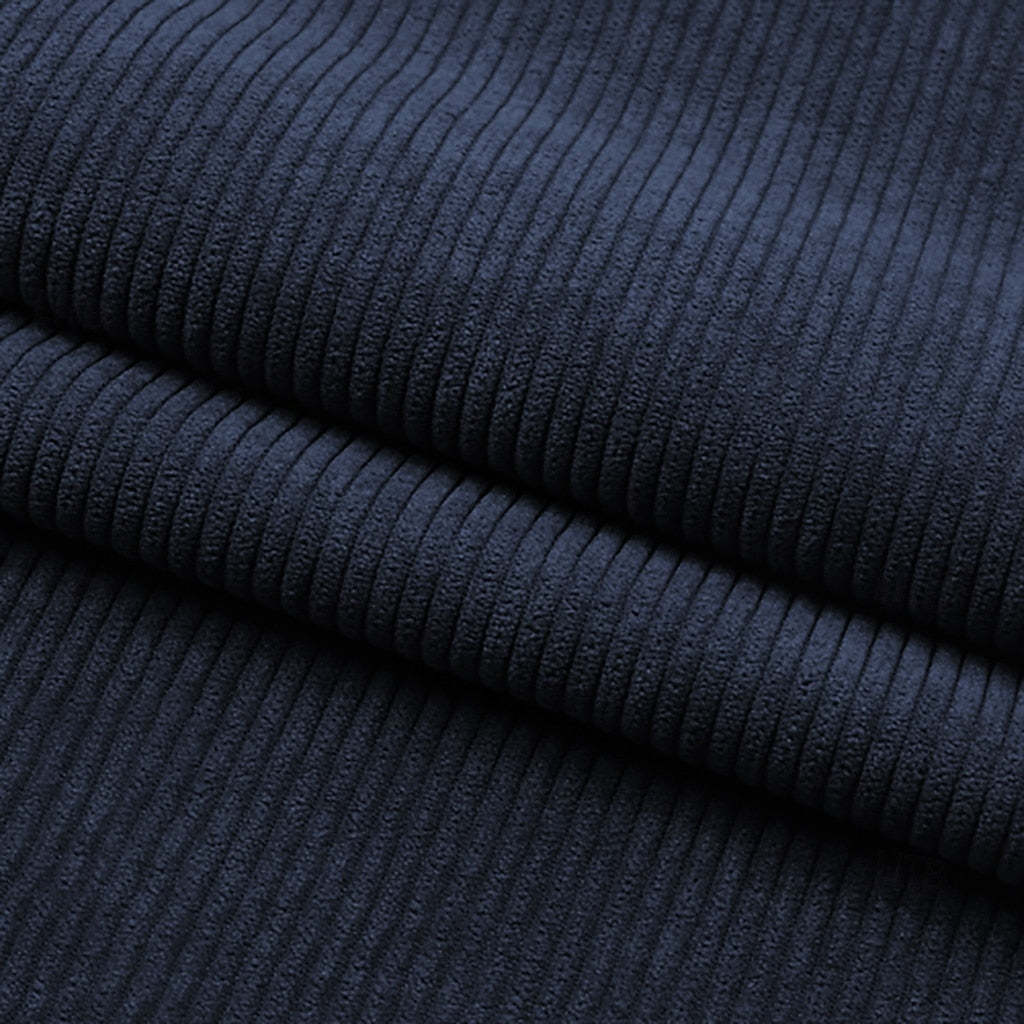 Men's Solid Navy Blue Corduroy Party Jacket With Two Buttons-BMbridal