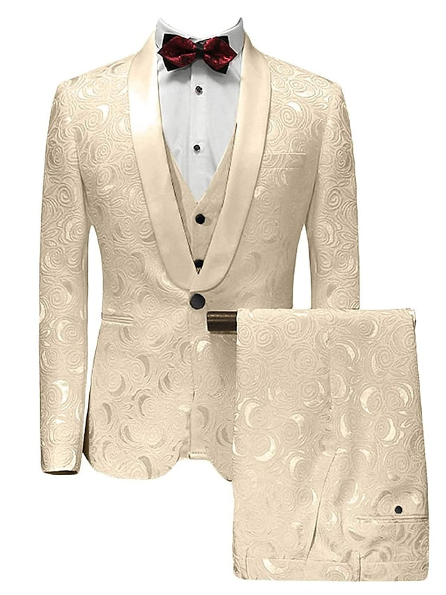 Single-Button Tailored Men's 3-Piece Wedding Suit-BMbridal