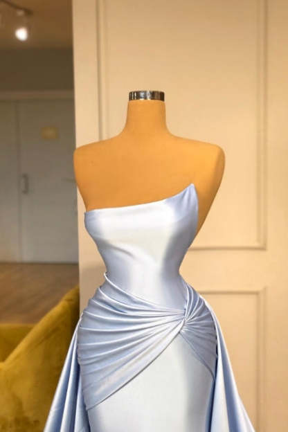 Light Blue A-line Sleeveless Evening Dresses Long Simple Prom Dresses-BMbridal.com