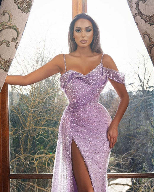 Lilac Prom Dresses Long Glitter | Evening Dresses-BMbridal.com