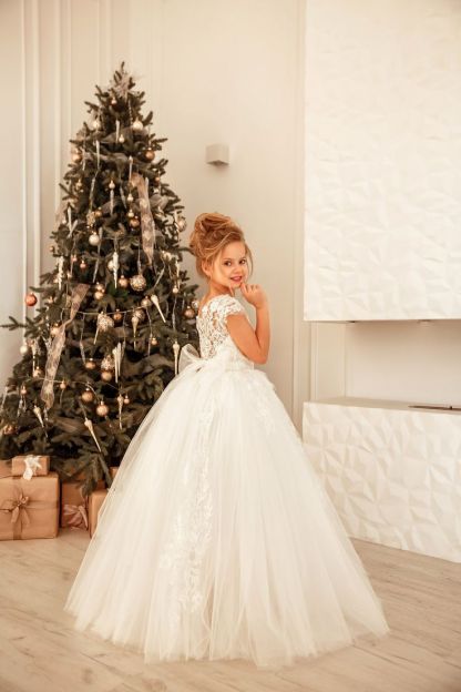Lovely Long Princess Tulle Floor-length Flower Girl Dress-BMbridal.com