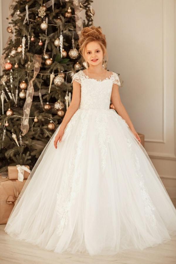 Lovely Long Princess Tulle Floor-length Flower Girl Dress-BMbridal.com