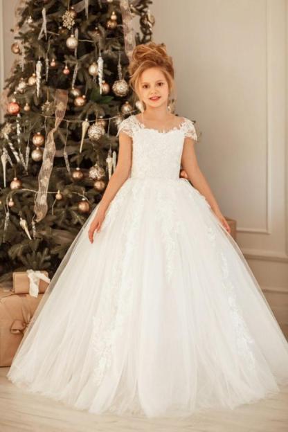 Lovely Long Princess Tulle Floor-length Flower Girl Dress-BMbridal.com