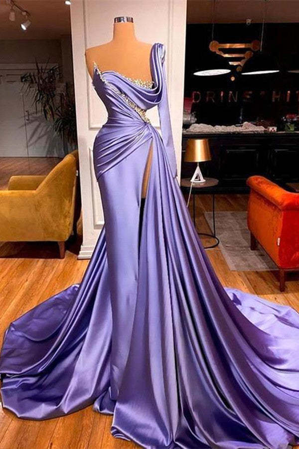 Luxury Mermaid Split Evening Dresses Beading Prom dresses-BMbridal.com
