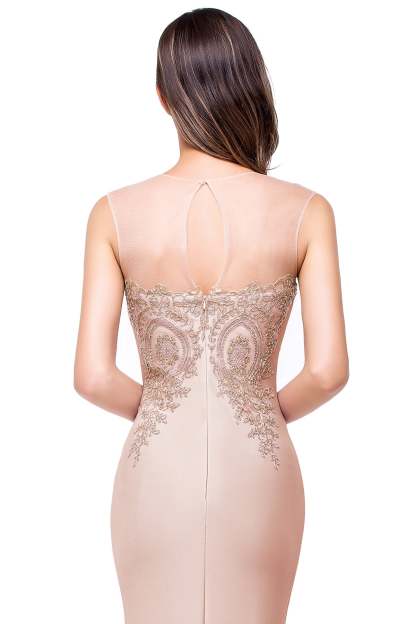 Mermaid Floor-Length Sheer Floor Length Dresses with Rhinestone Appliques-BMbridal