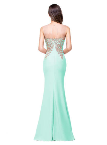Mermaid Floor-Length Sheer Floor Length Dresses with Rhinestone Appliques-BMbridal