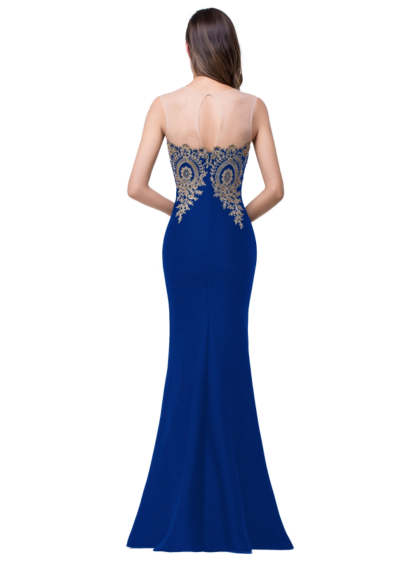 Mermaid Floor-Length Sheer Floor Length Dresses with Rhinestone Appliques-BMbridal