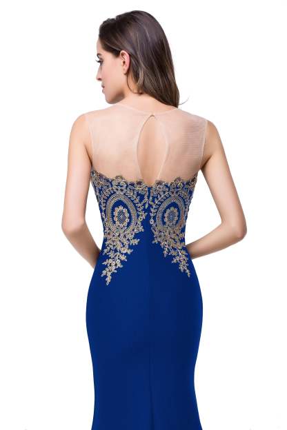 Mermaid Floor-Length Sheer Floor Length Dresses with Rhinestone Appliques-BMbridal