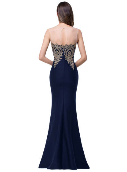 Mermaid Floor-Length Sheer Floor Length Dresses with Rhinestone Appliques-BMbridal
