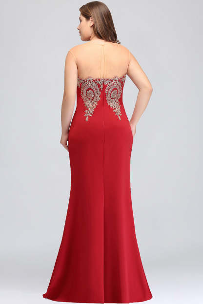 Mermaid Floor-Length Sheer Floor Length Dresses with Rhinestone Appliques-BMbridal