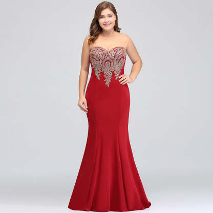Mermaid Floor-Length Sheer Floor Length Dresses with Rhinestone Appliques-BMbridal