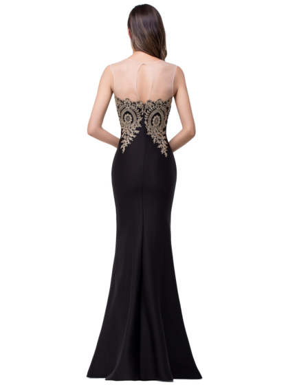 Mermaid Floor-Length Sheer Floor Length Dresses with Rhinestone Appliques-BMbridal