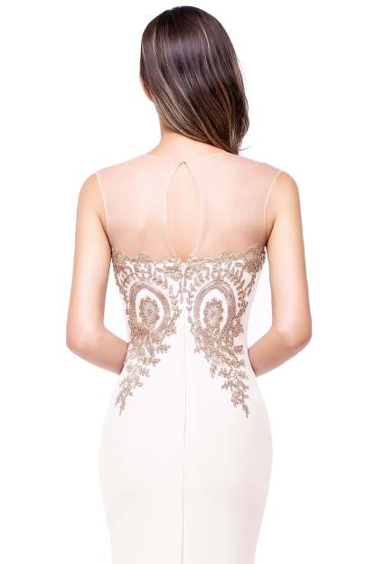 Mermaid Floor-Length Sheer Floor Length Dresses with Rhinestone Appliques-BMbridal