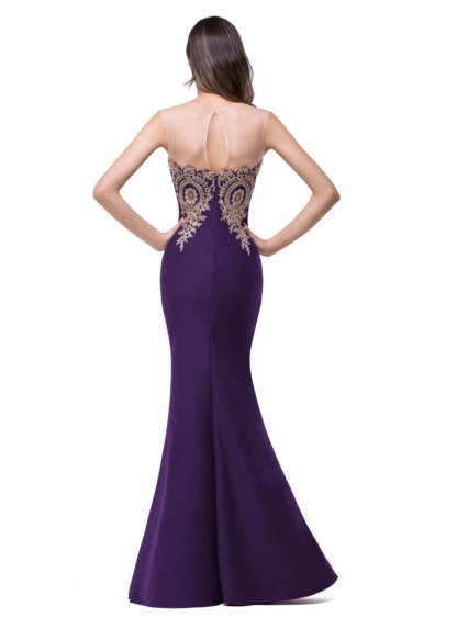 Mermaid Floor-Length Sheer Floor Length Dresses with Rhinestone Appliques-BMbridal