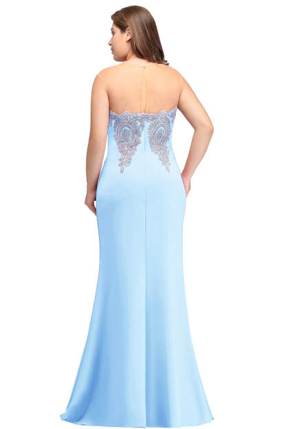 Mermaid Floor-Length Sheer Floor Length Dresses with Rhinestone Appliques-BMbridal