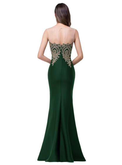 Mermaid Floor-Length Sheer Floor Length Dresses with Rhinestone Appliques-BMbridal