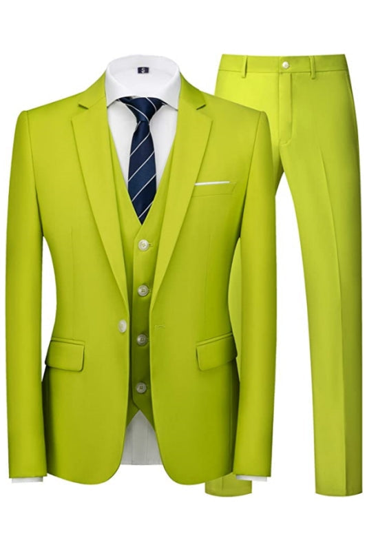 Modern Mint Green Notched Lapel Three Pieces Prom Suits-BMbridal