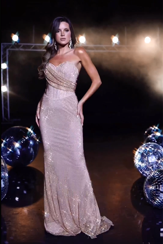 Modern Pink Off-the-shoulder Sequined Sleeveless Mermaid Evening Dress-BMbridal.com