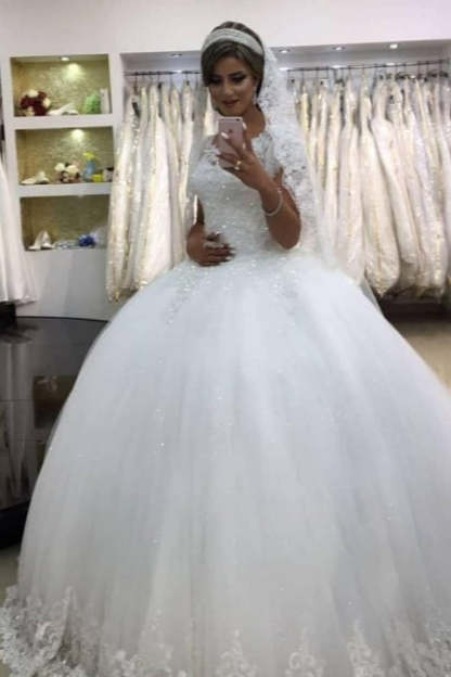 Modern wedding dresses with lace | Princess Wedding Dresses-BMbridal.com