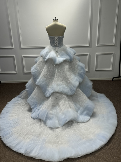 Glamorous Wide Strap Open Back Mermaid Wedding Dress with Lace Appliques