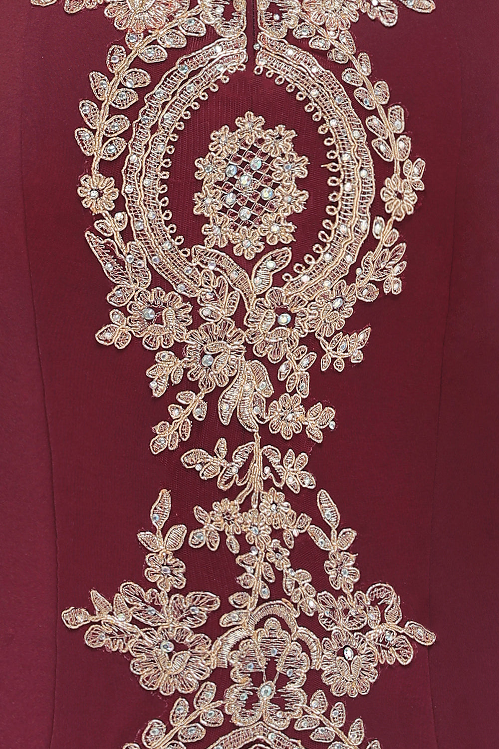 Off-the-shoulder Floor-Length Dress with Lace Appliques-BMbridal