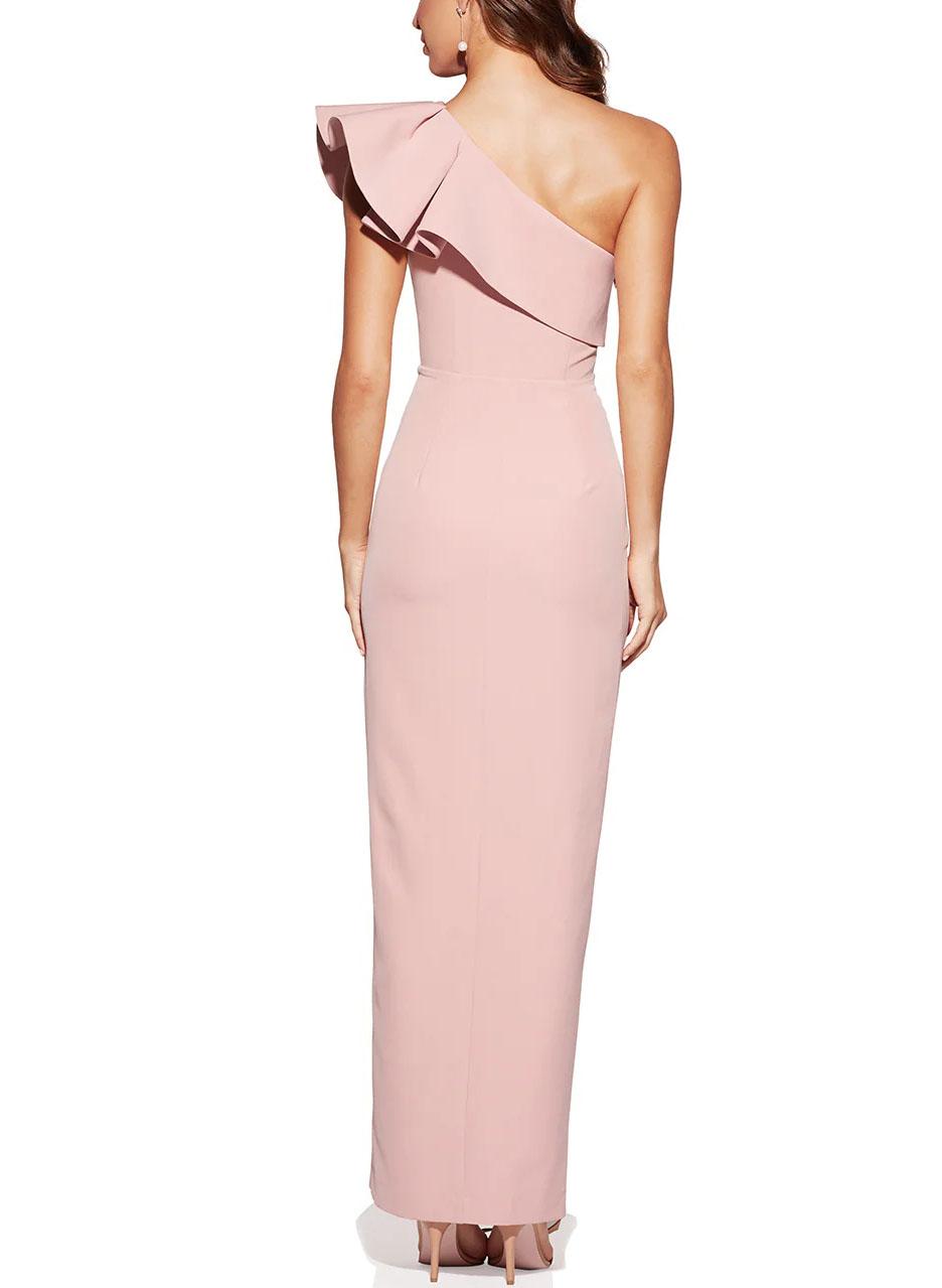 One Shoulder Sheath Column Elastic Satin Bridesmaid Dresses