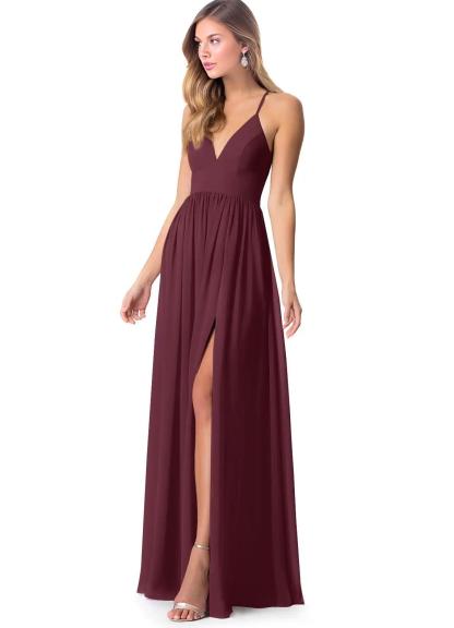 Open Back Chiffon Bridesmaid Dresses Featuring Front Split