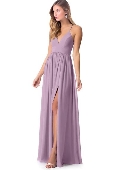 Open Back Chiffon Bridesmaid Dresses Featuring Front Split
