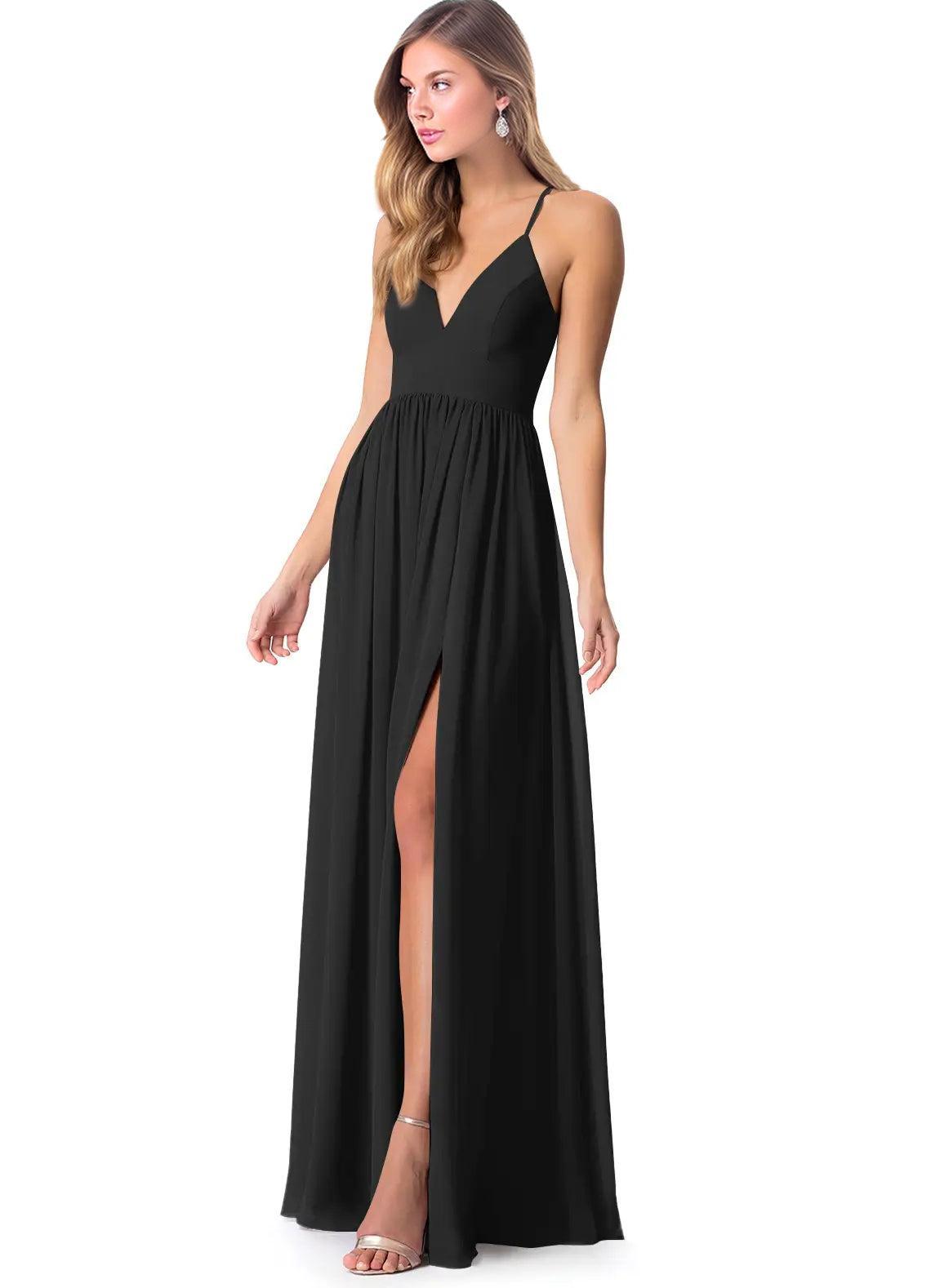 Open Back Chiffon Bridesmaid Dresses Featuring Front Split