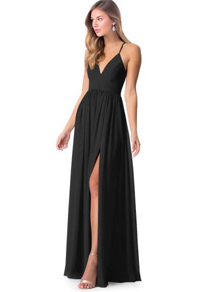 Open Back Chiffon Bridesmaid Dresses Featuring Front Split