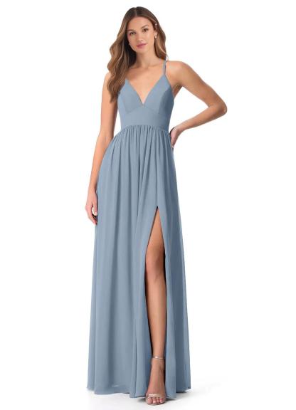 Open Back Chiffon Bridesmaid Dresses Featuring Front Split
