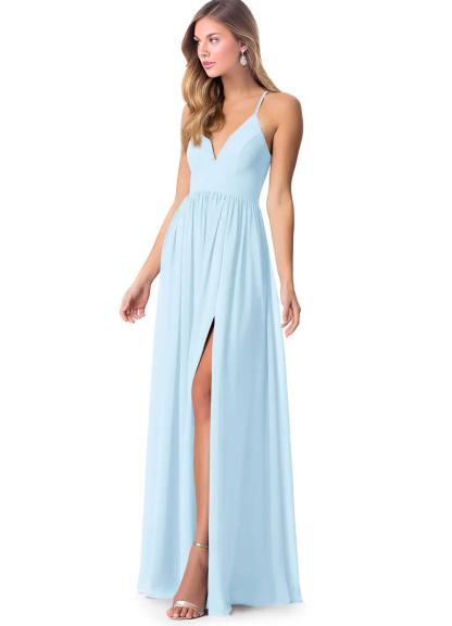 Open Back Chiffon Bridesmaid Dresses Featuring Front Split