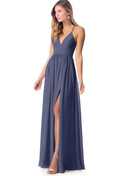 Open Back Chiffon Bridesmaid Dresses Featuring Front Split