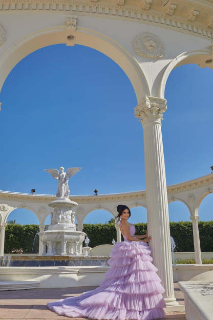 Princess A-line Lilac Straps Ruffles Sleeveless Prom Dress-BMbridal.com
