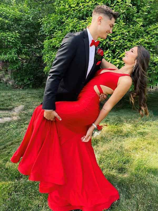 Yellow Mermaid Unique Open Back Long Prom Dress