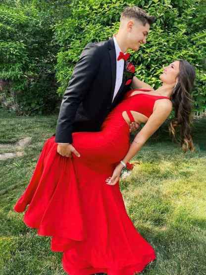 Yellow Mermaid Unique Open Back Long Prom Dress