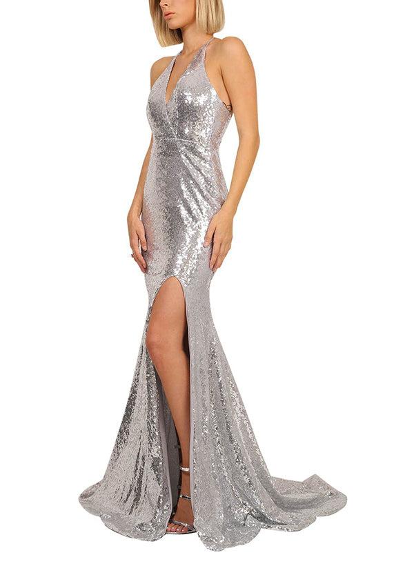 Sequined Bridesmaid Dresses With Split Front