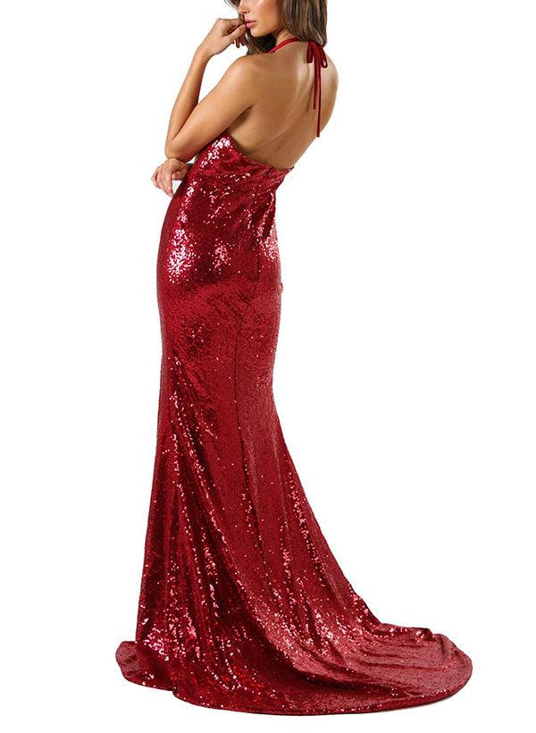 Sequined Bridesmaid Dresses With Split Front