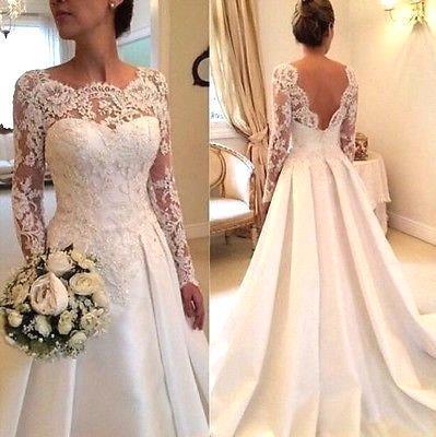 Sexy A-line Wedding Dresses with Sleeves Lace-BMbridal.com